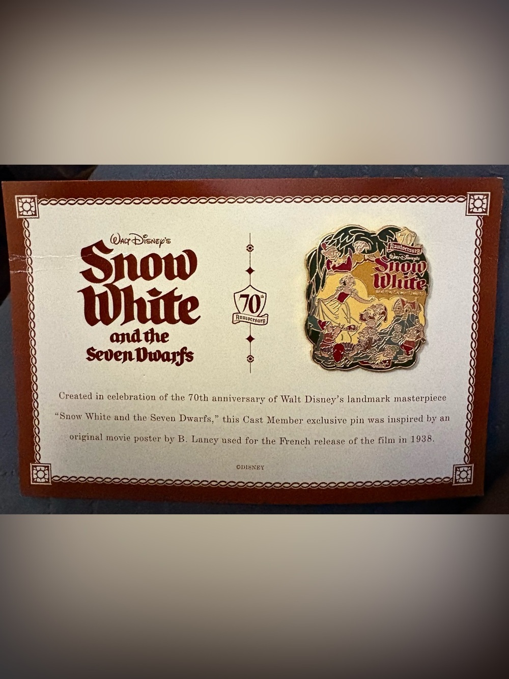 NEW Disney Cast Exclusive Snow White And The 7 Dwarfs 70th Anniversary Pin